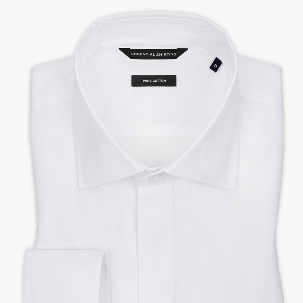 RTW001063 BASIC - Koszula Biała, Slim Fit, Twill 