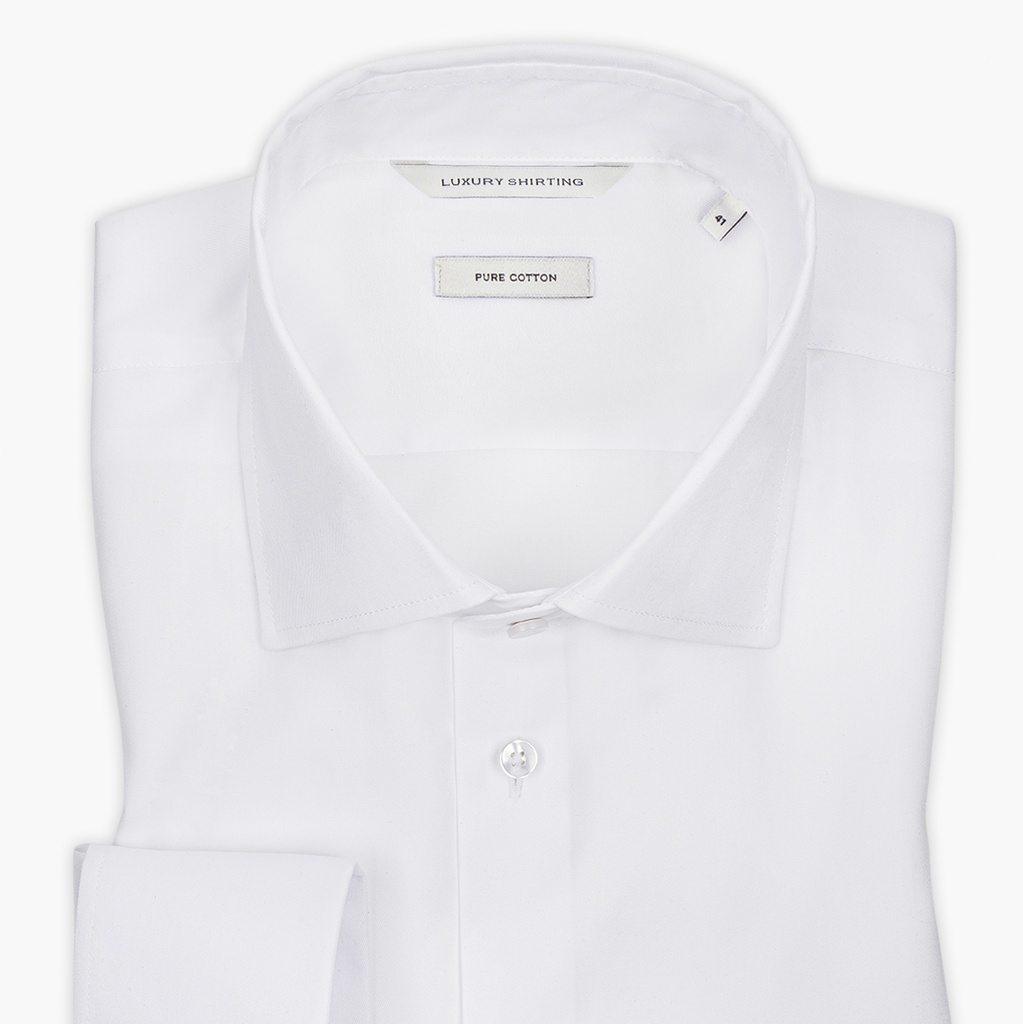 RTW001031 PREMIUM  - Koszula Biała, Slim Fit, Twill