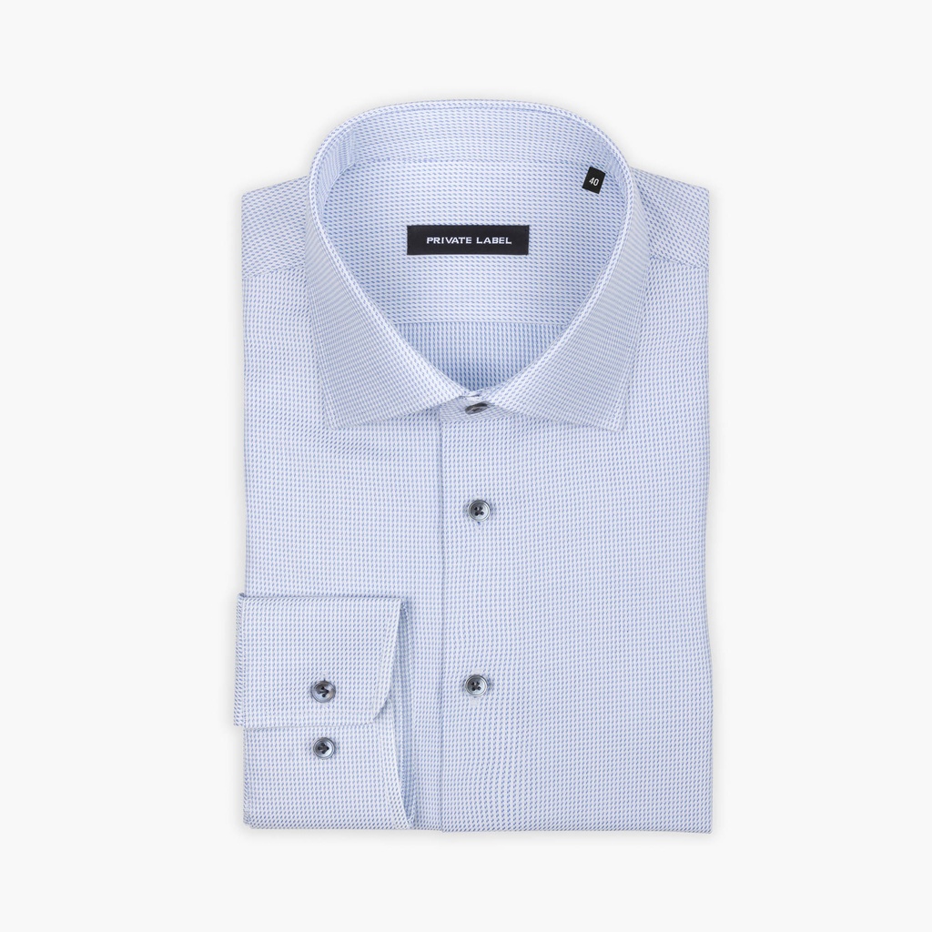 RTW001055 Biało-Niebieska Koszula, Slim Fit, z Mikrowzorem