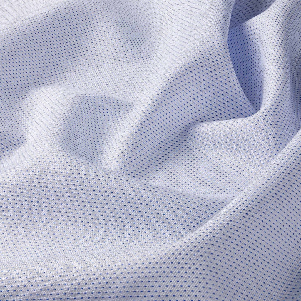 MTM000083 Bawełna, Twill, Biała z Błękitnymi Detalami.