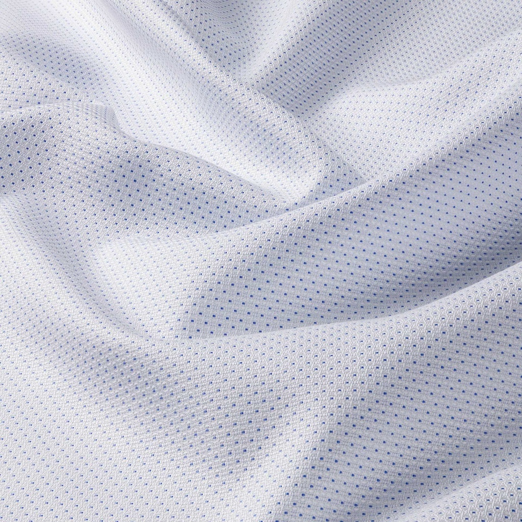 MTM000086 Cotton, Micro Pattern, White with Blue Dots.