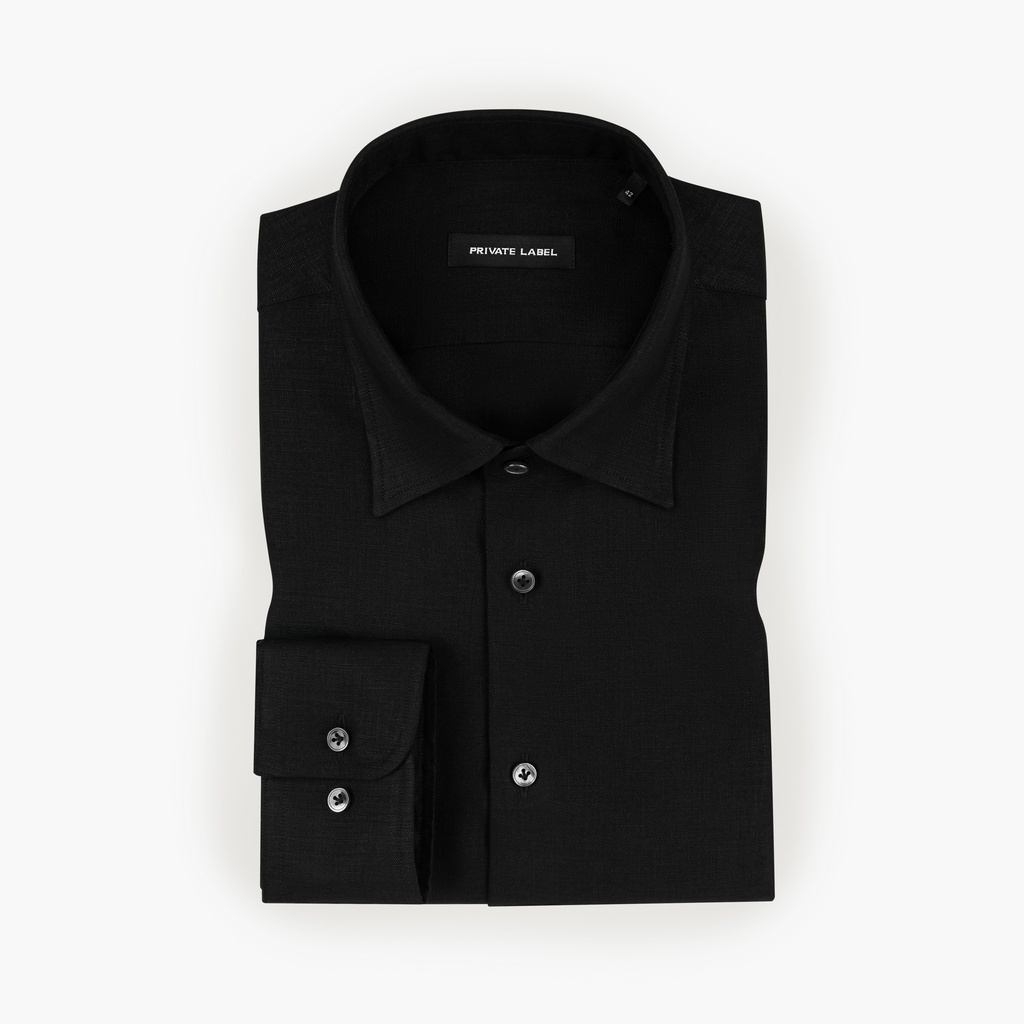 RTW001059  Black, Washed Linen Shirt, Slim Fit.