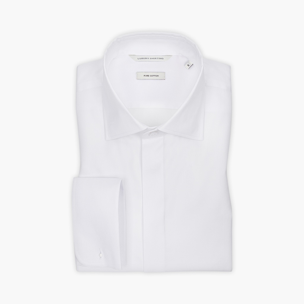 PRIME, LUXURY SHIRTING - Koszula Biała, Slim Fit, Twill