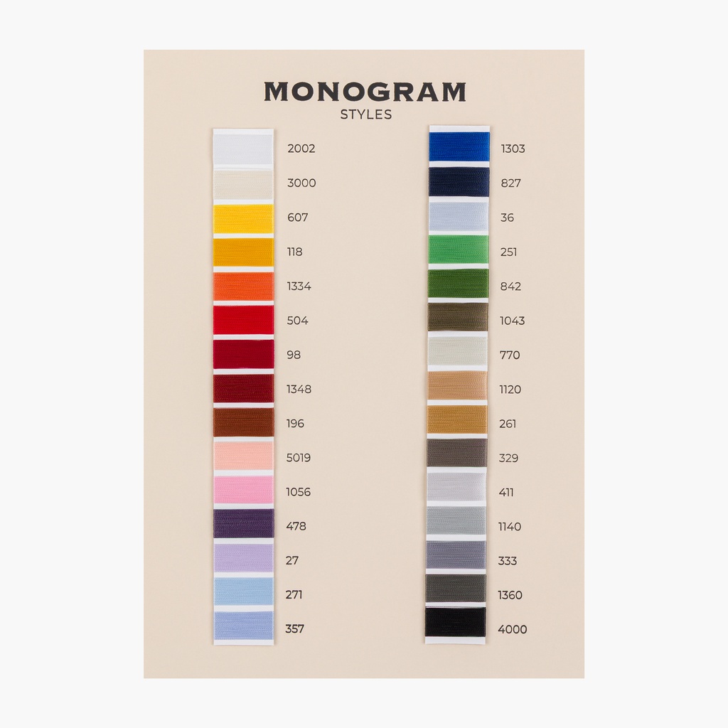 Onboarding – Monogram Thread Color Card