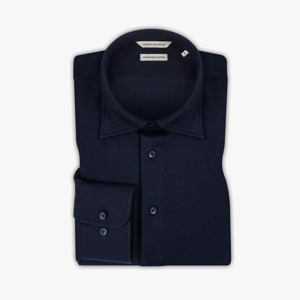 AURA Navy Blue – Granatowa koszula dzianinowa 230 g/m²